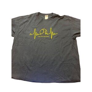 Live for Softball Heartbeat Shirt Black Gildan Ultra Cotton Short Sleeves Sz 2X